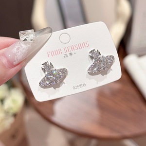 Pendientes de Emperatriz Viuda de moda clásica americana europea, tachuelas de circón de diamante completo con sentido avanzado, moda colorida de Saturno para - Product Image 1
