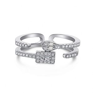 Anillos Ajustables de Plata de Ley 925 con Nudo Abierto para el Dedo Medio y Pulgar, Estilo Baguette, Tendencia en TikTok, Marca Dylam - Product Image 1