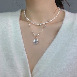 Elegant Vintage ไข่มุกน้ําจืดธรรมชาติ Baroque จี้สร้อยคอเครื่องประดับงานแต่งงาน - Product Image 5