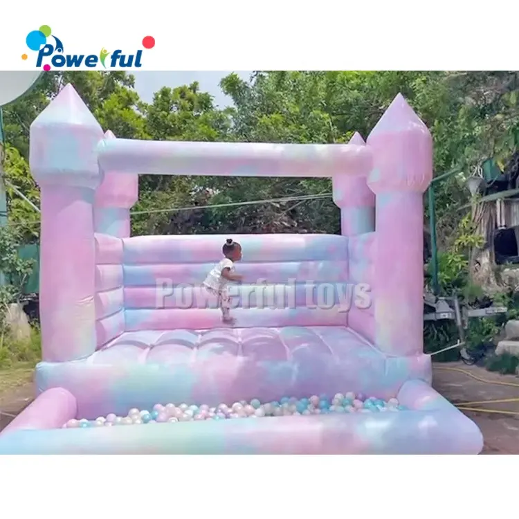 Rumah Pantul Mini, Tie Dye Mini Bounce Rumah dengan Lubang Bola Tiup Pernikahan Bouncing Castle dengan Blower