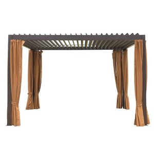 Pergola extérieure en aluminium 3x4m avec rideaux pour jardin et terrasse - Product Image 1