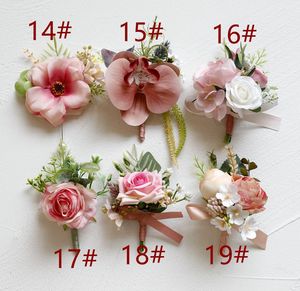 All'ingrosso sposa sposo matrimonio festa del ballo di fine anno del fiore artificiale fagiolo rosa serie spilla fiore spalla fiore corpetto fiore - Product Image 4