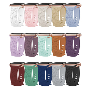 Correa de Reloj de Silicona Suave con Grabado Floral para Mujer, Correa con Flores en Relieve para Relojes Apple y iWatch - Product Image 5