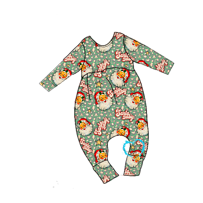 Детская одежда, зима 2021, рождественские наряды для детей, нежный купальник с изображением Санта-Клауса, одежда для девочек на Рождество