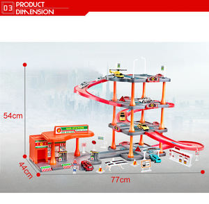مجموعة ألعاب محطة وقود ومسار سباق قابلة للتجميع 63 قطعة مع موقف سيارات - Product Image 4