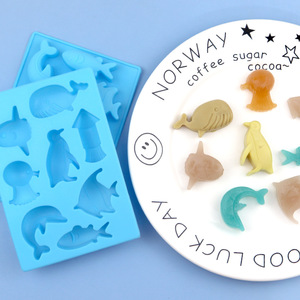 Moule à glaçons en silicone Animaux marins : Baleine, Poisson, Dauphin, Pingouin, Calmar pour la cuisson <span class=keywords><strong>de</strong></span> muffins, gâteaux, <span class=keywords><strong>chocolat</strong></span>, gelée - Product Image 4