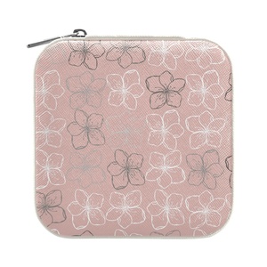 Hawaii Hau Pink Flower PU <b>Leather</b> Small Jewelry Box <b>Bracelet</b> Storage Custom Print Aloha Jewelry Cases Travel Organizer for <b>Women</b> - Product Image 2