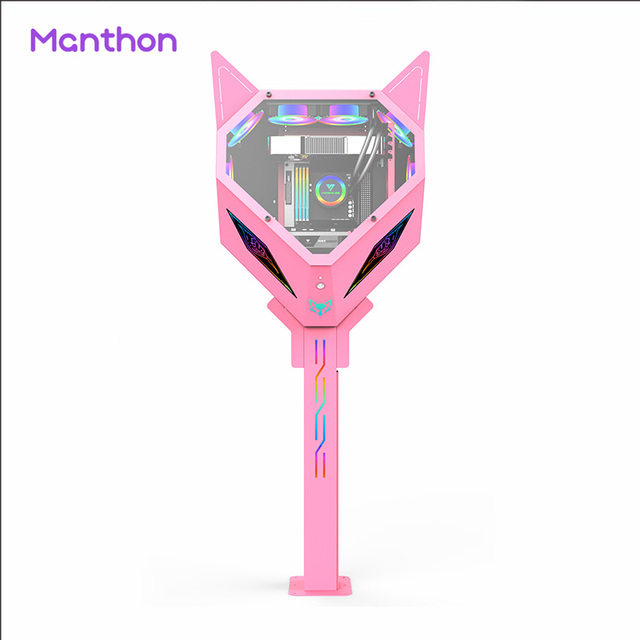 Customized Manufacturer Wall Mount Pink Pc Case With Led Column Mid Tower Gaming Pc Water Cooling M-Atx Gaming Computer Cases