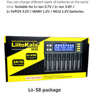 Chargeur de batterie LIITOKALA Lii-S8 18650 3.7V cylindrique 21700 Lithium-ion intelligent avec 8 emplacements