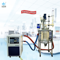 Système de réacteur en verre pour laboratoire chimique avec refroidisseur et circulateur chauffant pour le mélange, la distillation et la cristallisation