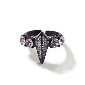 Nouvelle bague de panthère noire en alliage clouté de diamant pour hommes ouverture exagérée bague réglable accessoire vintage - Product Image 6