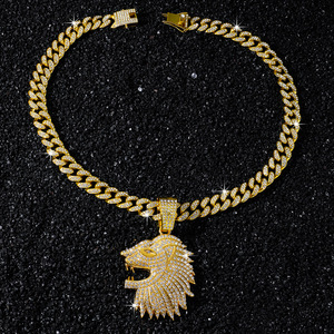 2026 Hot Selling Personalized Cool Lion <b>Head</b> Pendant Necklace Hip Hop <b>Style</b> Alloy Men's Necklace Fashion Jewelry Wholesale - Product Image 4