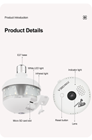 360 °   Caméra de sécurité panoramique sans fil WiFi HD, caméra LED, caméra de surveillance CCTV, 1080P, application mobile, caméra vidéo IP à distance