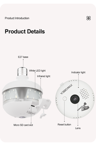 360 °   Панорамная беспроводная Wi-Fi HD-камера-лампа, светодиодная камера видеонаблюдения, 1080P, удаленный доступ через мобильное приложение, IP-видеокамера - Product Image 5