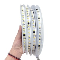 Bande LED haute tension 220V 2835 120 LED SMD auto-adhésive pour intérieur, blanche, PCB 8mm, sans driver, sans alimentation requise