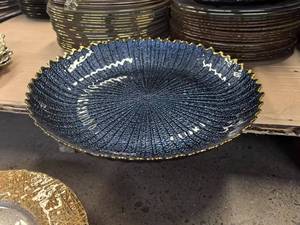 Fabricant de verrerie Vente en gros <span class=keywords><strong>Grand</strong></span> bol en verre de couleur bleu antique turc avec bord doré Fklower - Product Image 3