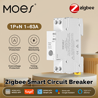 Disjoncteur intelligent MOES Tuya Zigbee 63A avec réglage de seuil d'alarme, moniteur d'électricité V0, ignifuge, contrôle par application Alexa E544