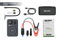 Kit de démarrage multifonctionnel 6-en-1 pour moto et voiture, charge USB-C, courant de crête 1000A, booster de batterie portable, batterie externe, gonfleur d'air