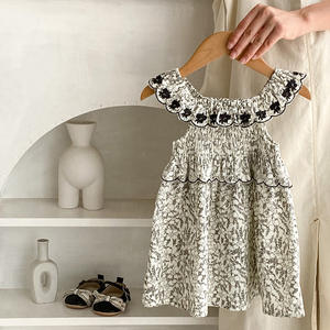 Vestito Estivo Personalizzato per Bambine 0-3 Anni, Senza Maniche, in Cotone, con Ricami Floreali e Volant, Lunghezza al Ginocchio - Product Image 5