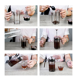 Couleur argent <span class=keywords><strong>Verre</strong></span> presse française <span class=keywords><strong>Cafetière</strong></span> <span class=keywords><strong>cafetière</strong></span> avec café tasse <span class=keywords><strong>piston</strong></span> - Product Image 6