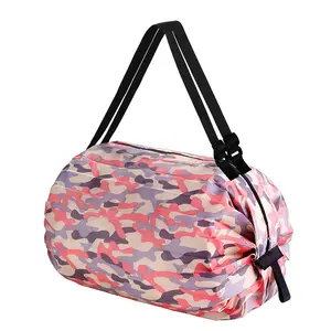 新设计牛津布折叠购物袋彩色迷彩可重复使用可折叠杂货手提袋