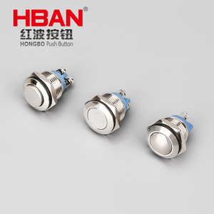 Hban 16mm siêu bền dễ dàng cài đặt thép không gỉ vòm/phẳng/cao phẳng đầu đẩy nút chuyển đổi cho RV/cắm trại với RoHS - Product Image 1
