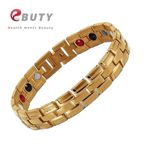 MAGAZZINO 316L Magnete In Acciaio Inox Bracciale <span class=keywords><strong>Uomo</strong></span> Oro Nero di Modo Dei Monili Del Braccialetto - Product Image 6