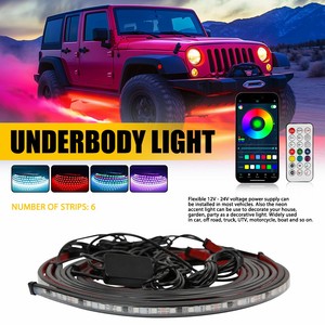 Kit de luces LED RGB multicolor para debajo del coche, 6 unidades, tiras de neón, control remoto inalámbrico por aplicación, barra de luces LED, luces ambientales - Product Image 1