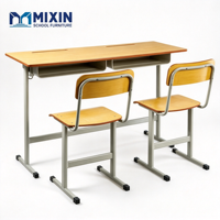 Ensemble moderne de bureau et chaise scolaire deux places, bureaux scolaires à double assise, tables de cantine scolaire, ensemble d'étude, dessin pour bibliothèque