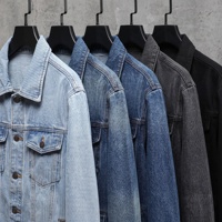 Blouson en jean épais pour homme avec motif délavé effet neige, poches intérieures, coupe classique, style camionneur, veste en jean pour homme