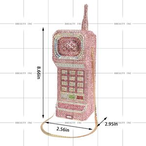 Sac de soirée classique de luxe en forme de téléphone portable, sac à main pour femme, chaîne scintillante en strass, pochette à main, nouveauté diamant - Product Image 2