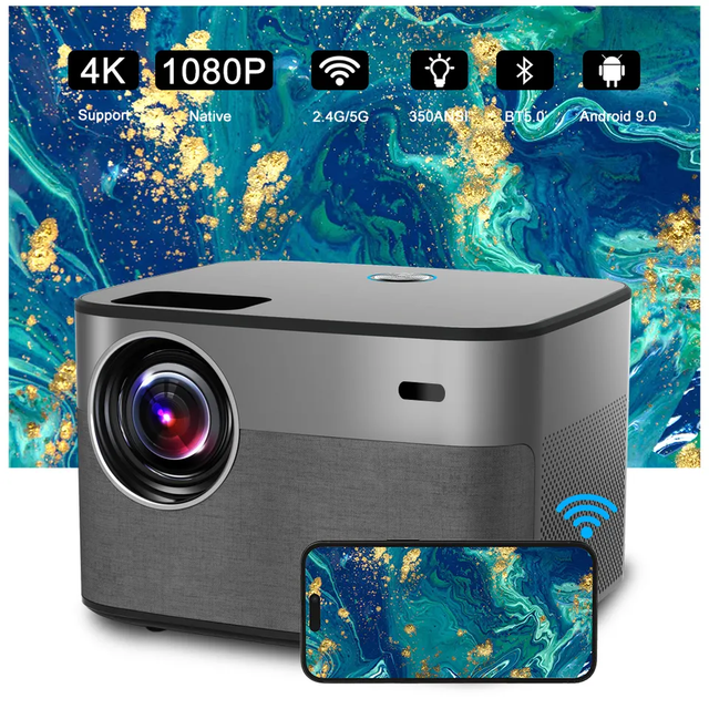 2022 New Design 4K Full HD 1920x1080 Home Theater LED LCD Video Projector Support 4K Projector for Meeting Education Projectors