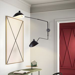 Modern Metal Lampe Cap Shape Swing with 2 Rotating Arm Double Adjustable <strong>Wall</strong> <strong>Mounted</strong> Bedside Lamp <strong>Wall</strong> Sconce <strong>Lighting</strong> <strong>Plug</strong> <strong>in</strong> - Product Image 3