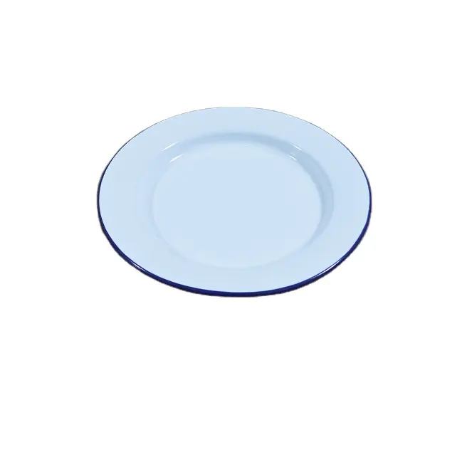 Заводская розетка, 25,5 см, эмаль, обеденная тарелка с рулонным ободом, эмалевая зарядная тарелка