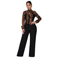 Ensemble tailleur femme 2026 : Blazer et pantalon deux pièces chic, motif guépard uni, idéal pour le bureau ou tenue décontractée