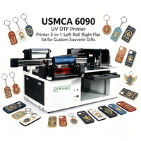 Imprimante UV DTF USMCA 6090 3-en-1, rouleau gauche, plat droit, pour cadeaux souvenirs personnalisés