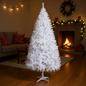 Sapin de Noël artificiel blanc de 6 pieds avec 800 pointes de branche et support métallique durable - Product Image 2