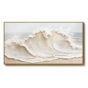 Wall Art Hand Painted on Beige White Canvas <b>Large</b> Nature Sea Scene Artwork for Living Room House Home Decoration Interior - Product Image 2