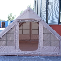 Tente de camping gonflable de 12 mètres carrés, tissu 420D, tube d'air en PVC de 15 cm, deux portes, deux hublots transparents