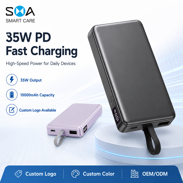 2026 Trending 10000mAh Detachable Built-in Cable Micro USB Power Bank PD35W Fast Charge LED Display Waterproof Wireless Charging