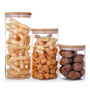 Glass Food Storage Containers Jar with Bamboo Lid