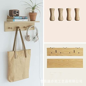 Wooden <b>Wall</b> <b>Mounted</b> Coat Hooks <b>Shelf</b> Natural Wood Color Durable Entryway Storage Rack For Clothing And Decorative Items - Product Image 3