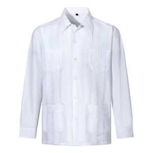 Camisas <span class=keywords><strong>Guayaberas</strong></span> <span class=keywords><strong>para</strong></span> <span class=keywords><strong>Hombre</strong></span> 2026, Fabricadas en Fábrica OEM, Estilo Cubano y Mexicano, Manga Larga - Product Image 1