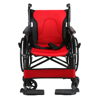 Kursi Roda Lipat Manual Aluminium dengan Ransel Desain Portabel Disetujui Maskapai Penerbangan untuk Lansia dan Penyandang Disabilitas Kapasitas 150KG