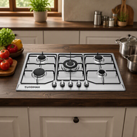 Cuisinière à gaz 5 brûleurs en acier inoxydable, prix de gros direct usine