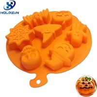 Moule de cuisson en silicone flexible résistant à la chaleur, 7 cavités, motifs citrouille et fantôme d'Halloween, couleur personnalisable, pour la pâtisserie et la fabrication de savons