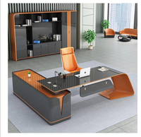 Ensemble de bureau de direction en bois au design contemporain de Guangzhou, table de patron modulaire à finition brillante, bureau de gestionnaire de bureau moderne pour usage domestique