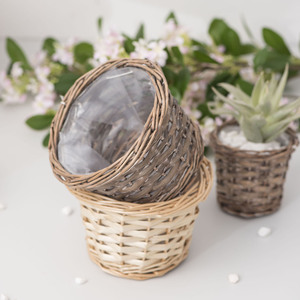 Handmade Willow Woven Flower <b>Basket</b> Round Shape <b>For</b> Indoor Outdoor Decorative <b>Plant</b> Pot - Product Image 3