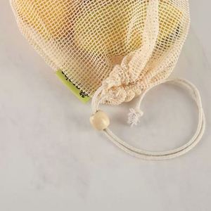 Bolsa de Compras Personalizada, Reciclable, de Malla de Algodón Orgánico, con Cordón, Diseño de Cuadrícula, para Guardar Verduras y Comprar Alimentos, Blanca - Product Image 6