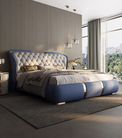 Nouveau lit king-size de luxe en cuir, style américain, pour chambre principale, design moderne haut de gamme